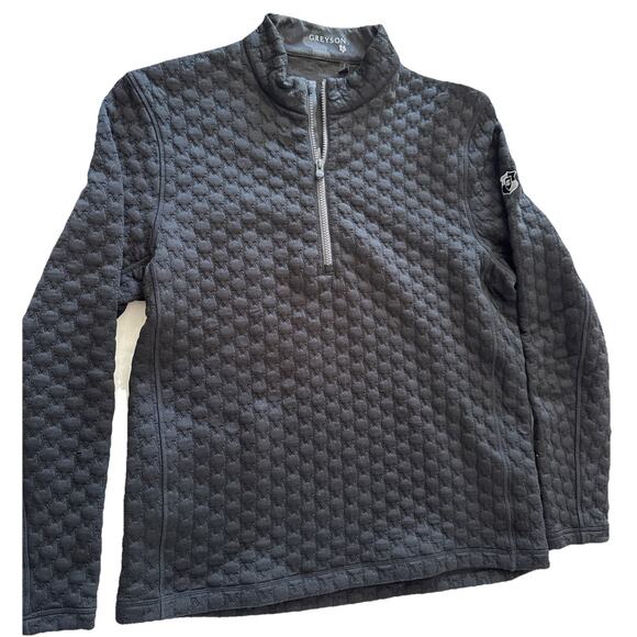 Grayson 1/4 Zip Black Textured Wolf Pattern Size Large Polyester Blend - Picture 1 of 6